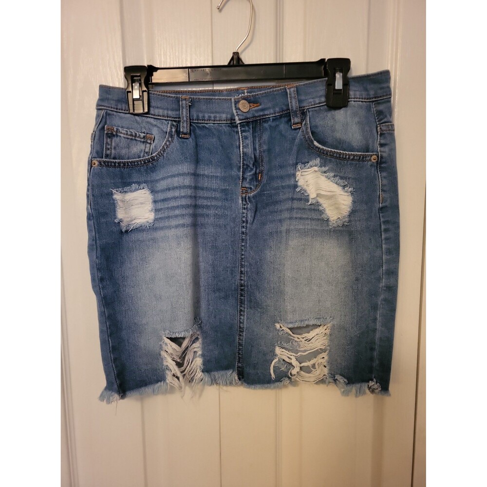 Women's Distressed Denim Mini Skirt
